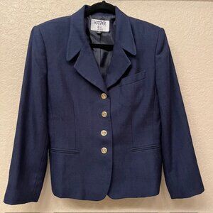 Kasper ASL Women’s Navy Blue Suit Jacket Gold Button Blazer